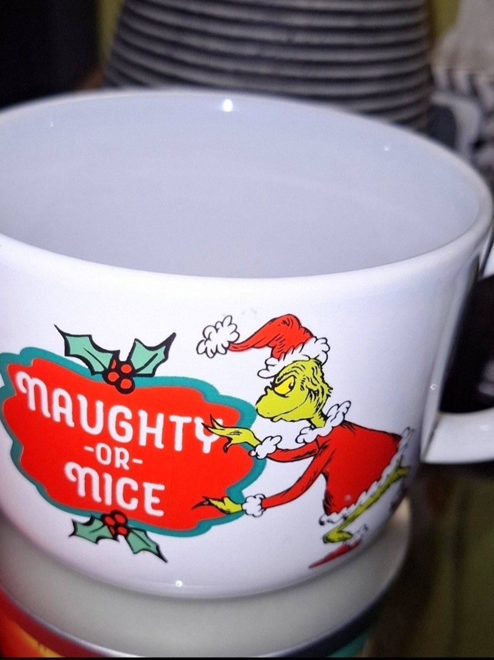 Grinch 'Naughty or Nice' Holiday Ceramic XL Mug Or Soup BOWL